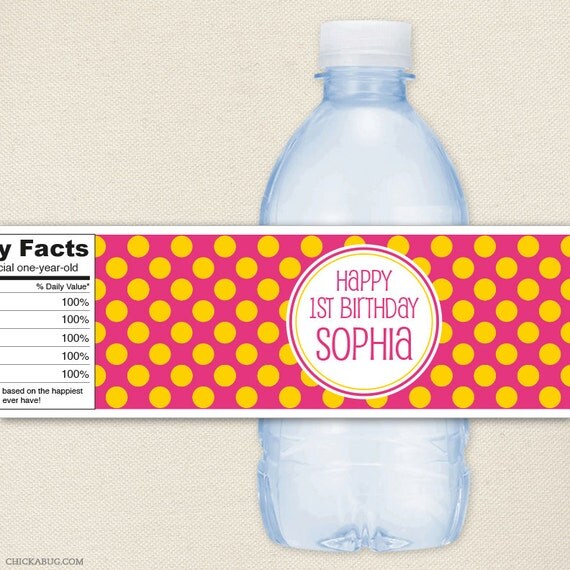 Design it yourself - Polka dots - 100% waterproof personalized water bottle labels - Choose your own font and colors Il_570xn