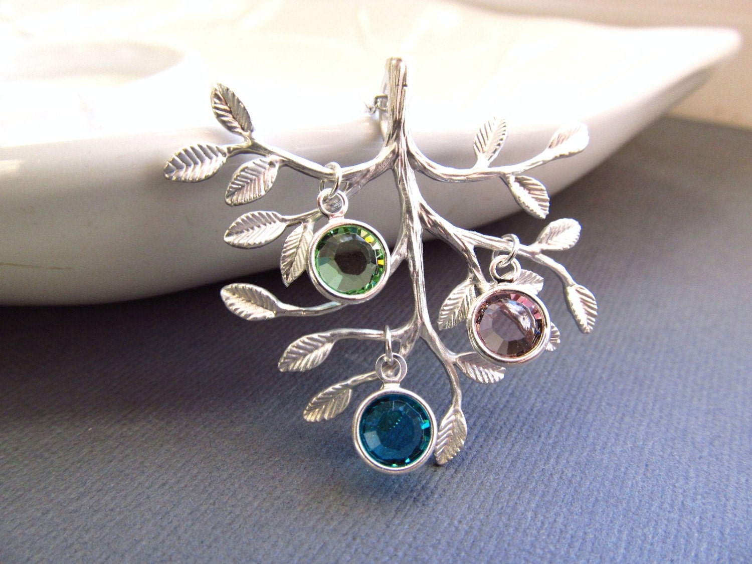 Family Tree Necklace Birthstone Personalized Mom Jewelry