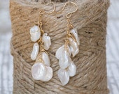 Keishe Pearl Earrings | Bridal Earrings | Cascading Earrings | Pearl Jewelry | Beach Wedding |