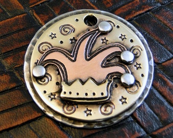 Dog ID Tag-Jester Hat Custom ID Tag-Pet ID Tag-Personalized Dog Collar Tag