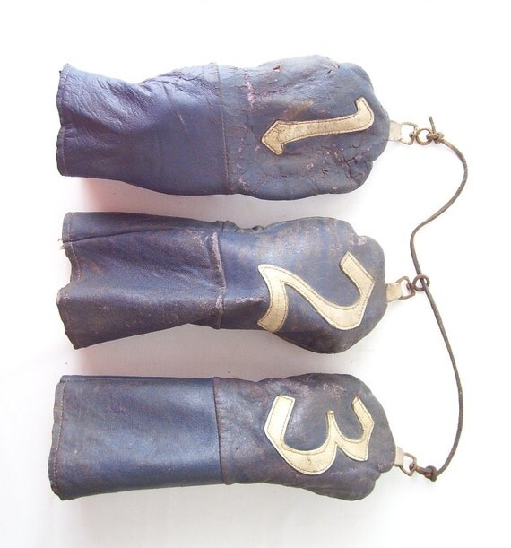 vintage leather golf club head covers 1 2 3 blue white sport