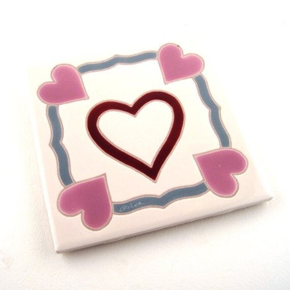 vintage ceramic tile heart tile heart trivet vintage