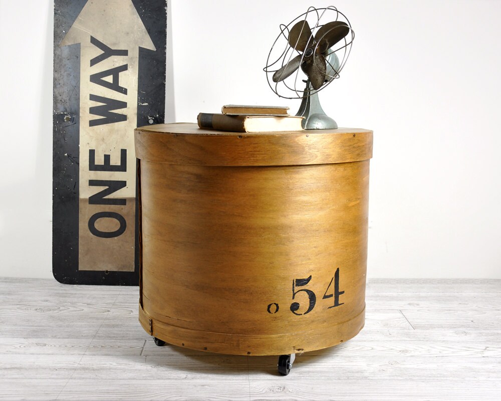 Vintage Large Round Box Storage Bin / Industrial by HavenVintage