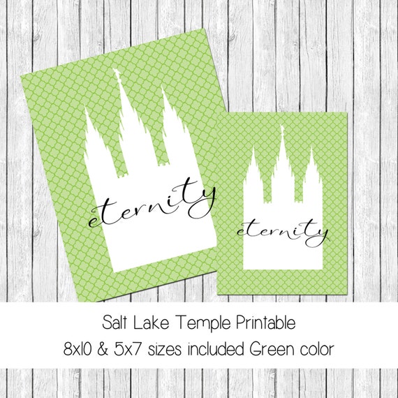Items similar to LDS Salt Lake Temple Printable 8x10 &amp; 5x7 sizes Green ...