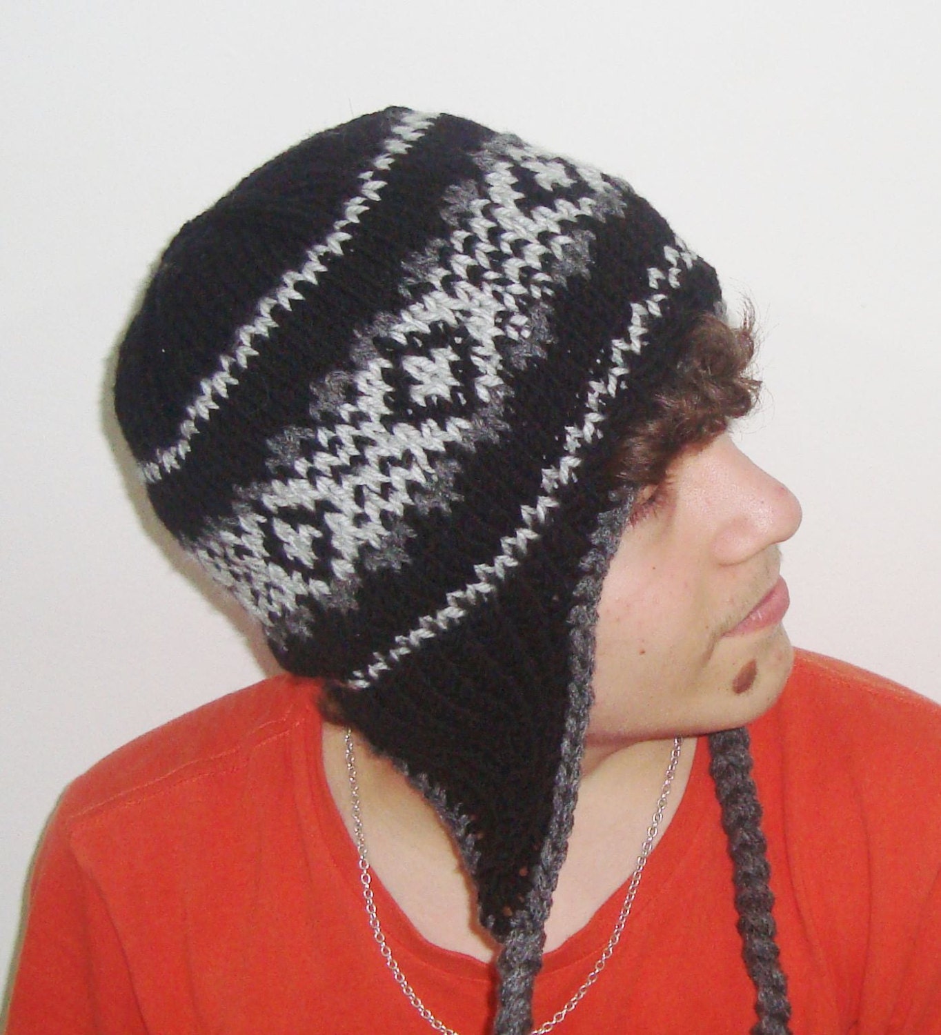 Wool Mens Hats Men's Winter Hat with Earflap in Black