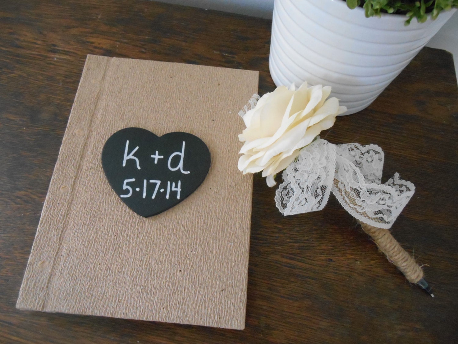 Rustic Guest Book and Guest Book Pen SET Advice for Bride Book