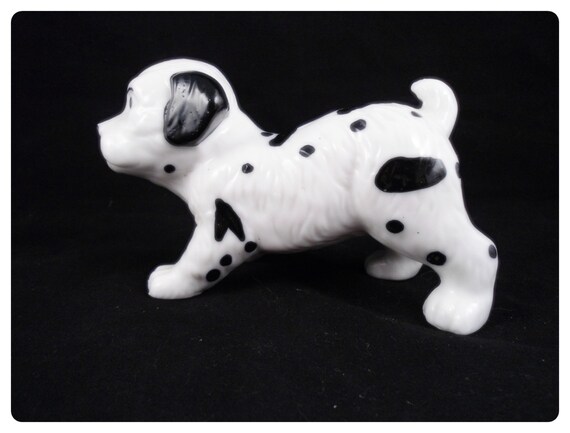 Items similar to Dalmation Puppy Figurine Black and White Spots Dog ...