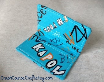 Card Wallet - Superhero Comic Book - credit card holder, business card wallet, gift card holder,