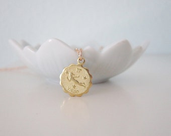 Virgo necklace. brass astrological charm necklace with gold filled chain, sleek modern jewelry