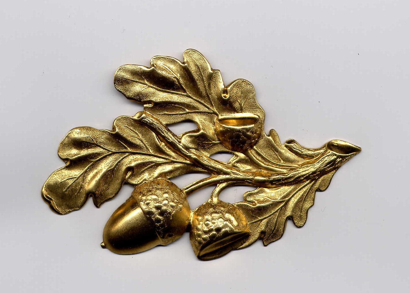Large Acorn Oak Leaf Brass Metal Stamping by VictorianaSedona