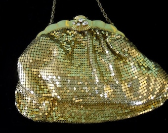 Vintage WHITING & DAVIS Gold Metal Mesh Purse