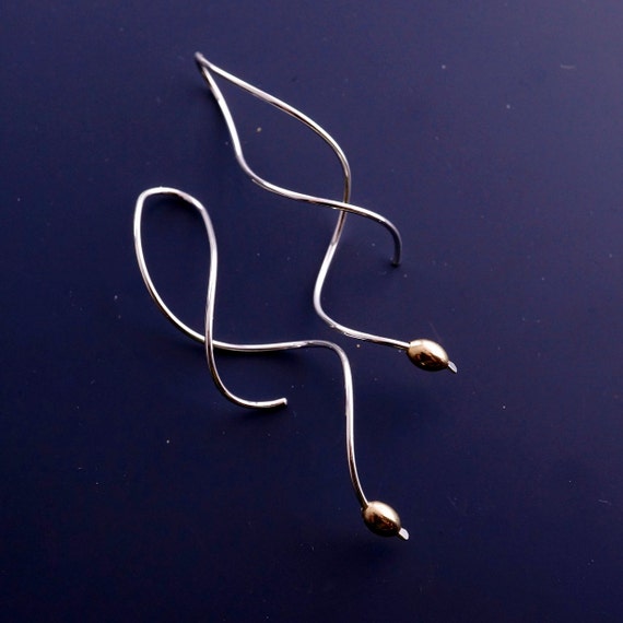 Sterling silver gold earrings discount - sterling silver wire earrings