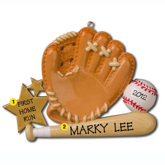 Personalized Christmas Ornament Baseball Bat/ Mitt Team