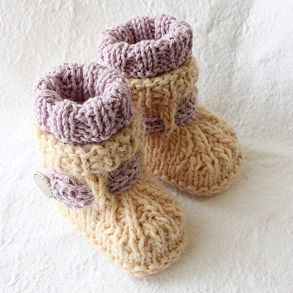 Knitting Pattern PDF file Alpaca Baby Boots sizes