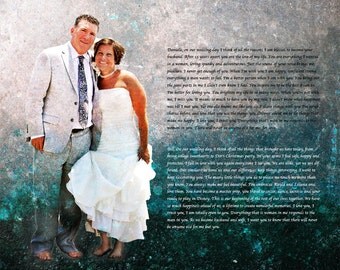 Custom Personalized Wedding Vows Song Lyrics Photo Gift Canvas 12x16