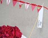 Christmas Cake Bunting with greeting label ~ Tilda Reds & Pink ~ made from double sided cardstock. Choose your own greeting MADE TO ORDER Il_170x135