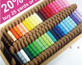 3/8” Solid Color Grosgrain Ribbon / Pick your own color / 48 colors to choose from / 5 colors / 5 Yards for each color