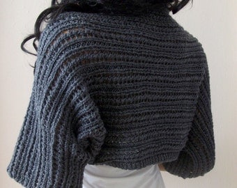 Elegant Gray Shrug-Knitting Shrug - Any Season-Grey Bolero-New Item