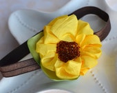 Bright Yellow Sunflower Headband- Shabby Flower- Beautiful Spring Headband
