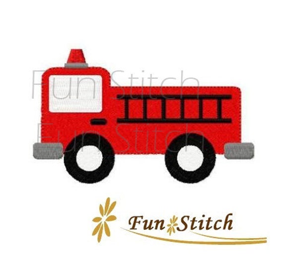 firetruck fire engine truck machine embroidery design by FunStitch