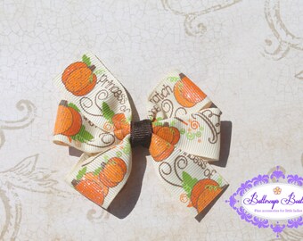 Pumpkin hair bow, fall hair bow, halloween hair bow, Thanksgiving hair bow, pumpkin hair clip, pumpkin princess bow, fall hair bow