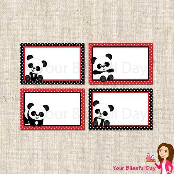 PRINTABLE Boy Panda Party Label Tents by yourblissfulday on Etsy