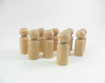 Wood Peg Doll Boy People Small Man 1 11/16" - 12 Pieces