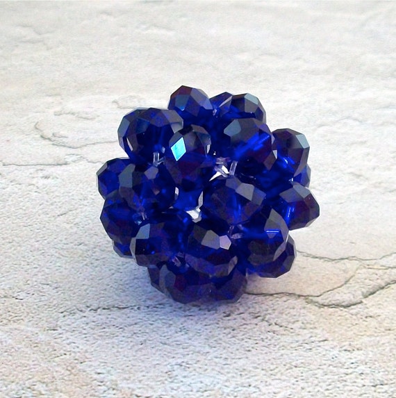 Large Beautiful Cobalt Blue Crystal Bead by FairyMountainSupply