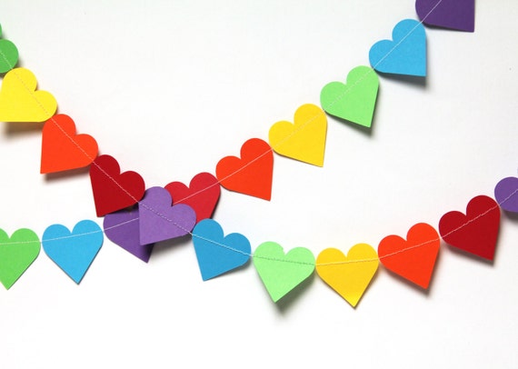 Rainbow Hearts garland (15 feet) - READY TO SHIP Il_570xn