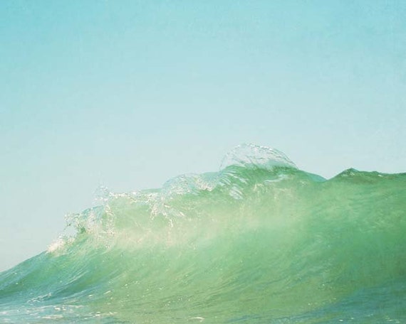 Items similar to Splash, Ocean Wave Photograph, Summer, Sea Green ...