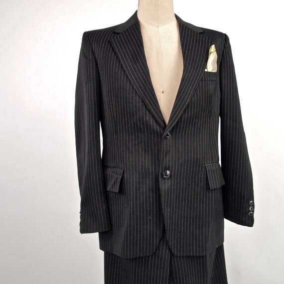 Items similar to Men's Vintage 70's/80's Pinstripe Zoot Suit Black and ...