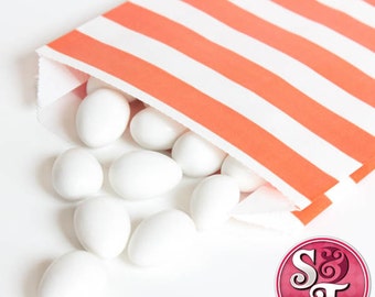 Rugby Stripe Orange Goodie Favor Treat Bags - Qty 12