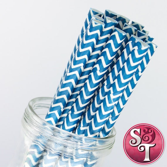 Chevron Zigzag Navy Blue Party Paper Straws - Cake Pop Sticks - Pixie Sticks - Qty 25 Il_570xn
