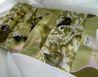 Travel Jewelry Roll, Travel Case, Travel Organizer, Soft Jewelry Roll in Optic Blossom 8 Other Color Choices