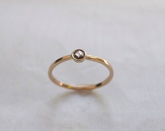 Rose cut champagne diamond ring - 14k gold