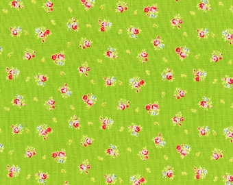 Flower Sugar - Petite Roses in Green from Lecien Fabrics
