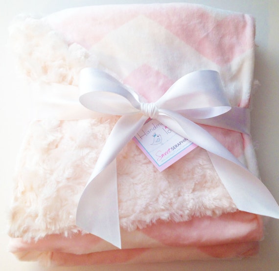 Baby Pink Chevron Minky Blanket Chevron Blanket Etsykids