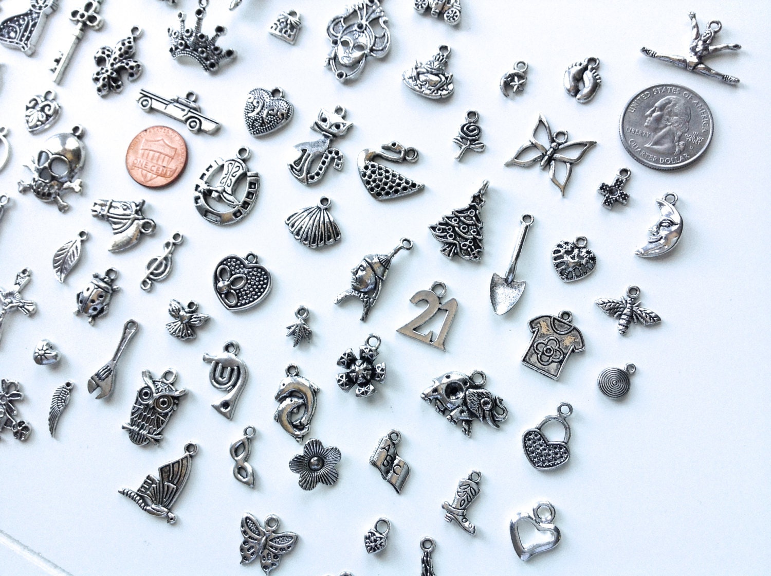 30 pcs Antique Silver Bulk Charms Lot 30 pcs Bulk Lots
