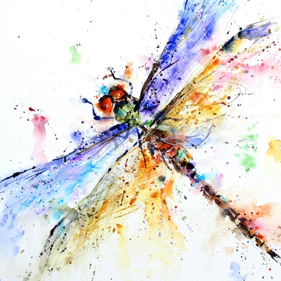 Items similar to DRAGONFLY Watercolor Print by Dean Crouser on Etsy