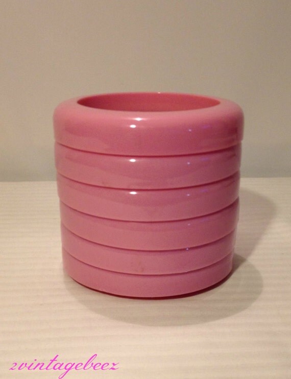 Items similar to Vintage Retro Pink Plastic and Cork Coasters Set of 6 on Etsy