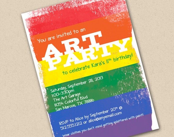 Art Party Birthday Invitation Il_570xn