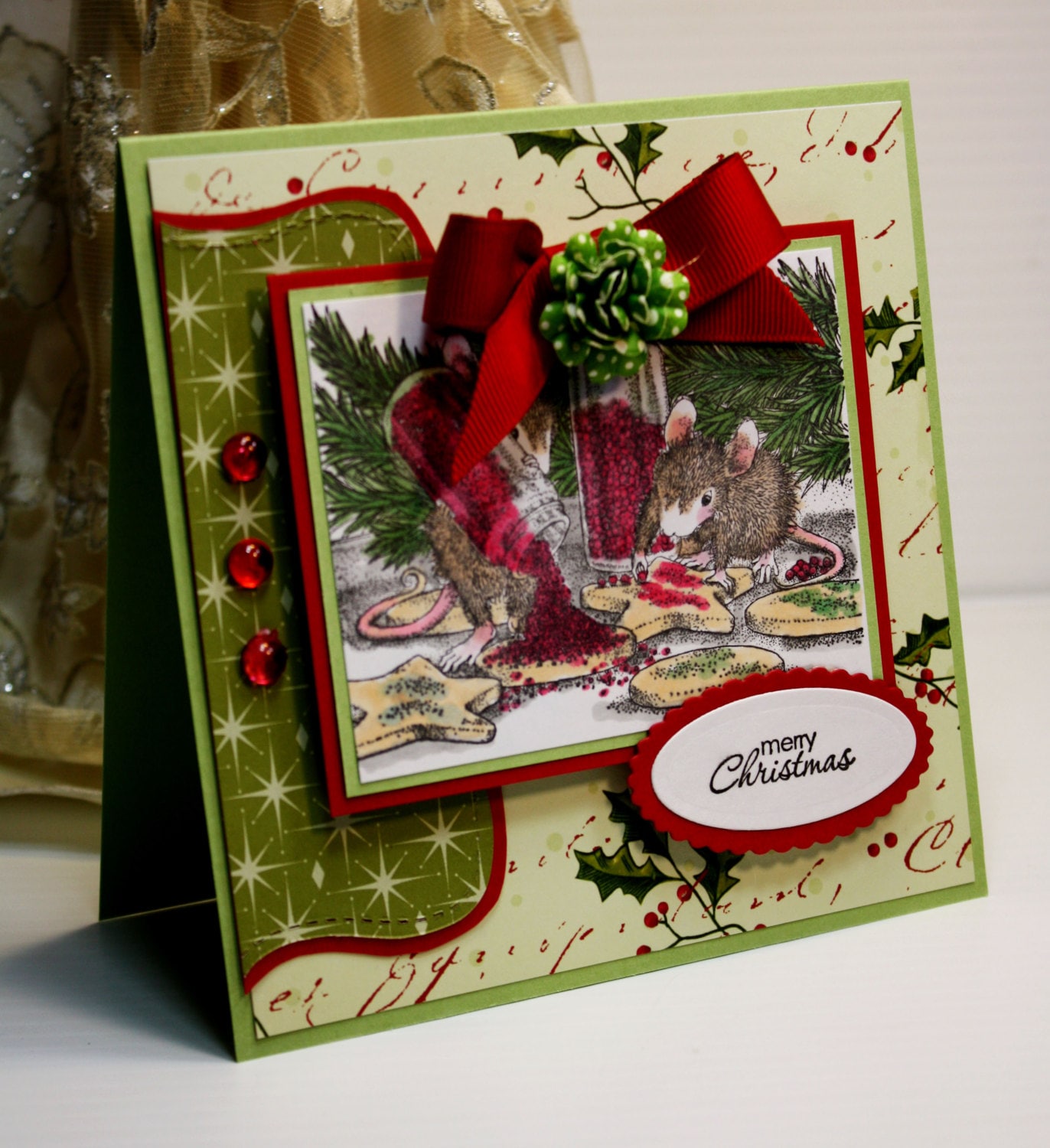 Christmas Card Handmade Greeting Card Merry by CardInspired