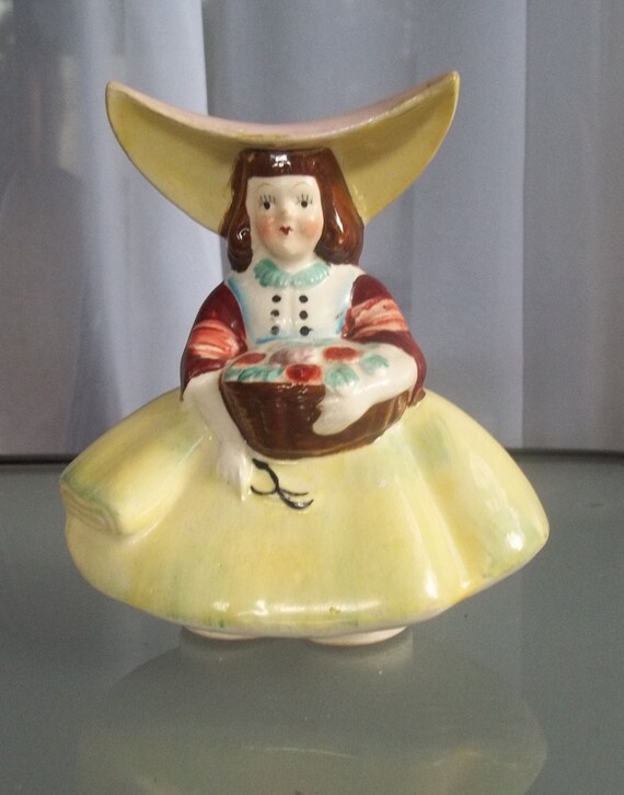 Vintage Dutch Girl with Flowers Figurine by VintageCoolETC on Etsy