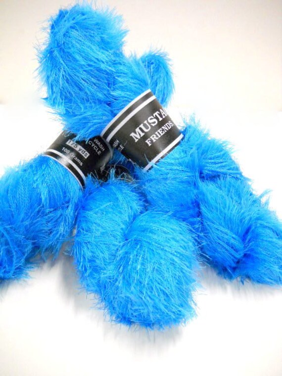 Blue Eyelash Yarn Novelty Yarn 1 Skein Mustachio by Friends