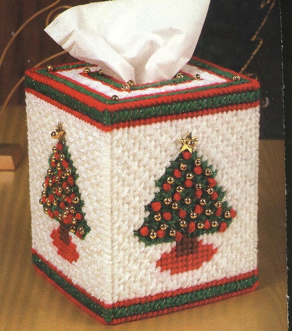 Items similar to Christmas Tree Tissue Box Cover Plastic Canvas Pattern ...