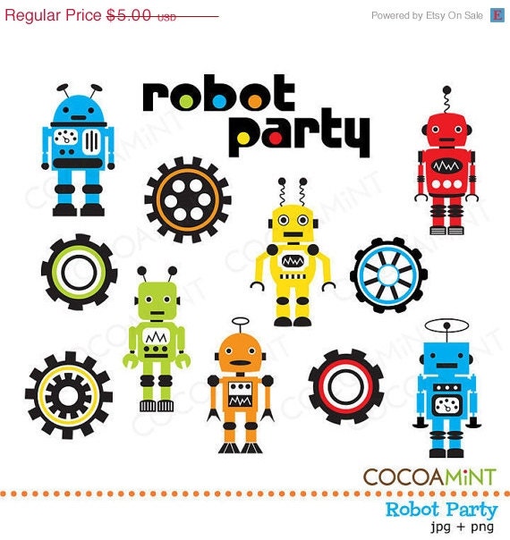 Robot Party Clip Art Il_570xn