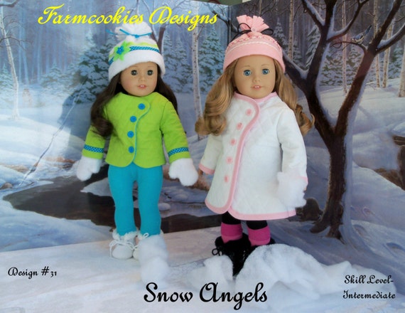 PRINTED Sewing Pattern / Snow Angels / Clothes for American Girl or other 18" Doll