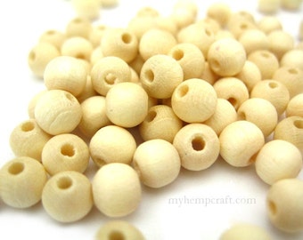 Raw Natural Wood Beads, Light Wood Beads 5x6mm - 100pc