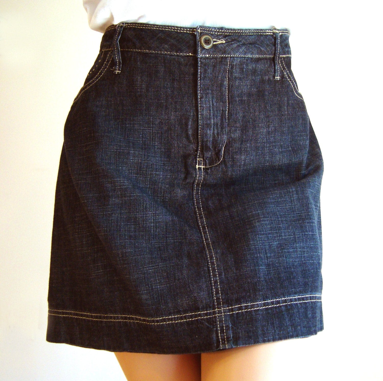 Vintage Skort Denim Dark Blue Jeans Women's size Extra