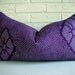 Decorative Pillow Cover Lumbar - Vintage Japanese Shibori Kimono Fabric - Deep Purple Eggplant - Diamond Pattern 14 x 24